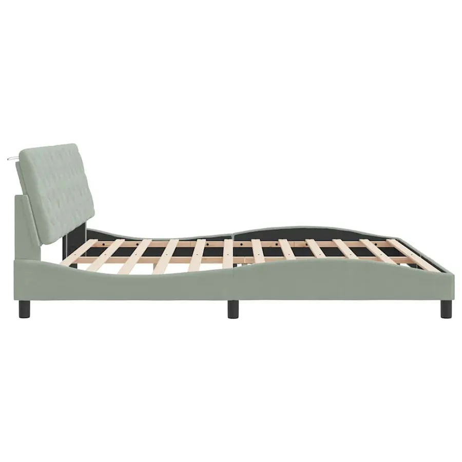 Cadre de lit sans matelas gris clair 200x200 cm velours - 6