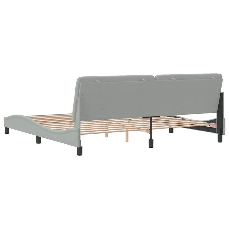 Cadre de lit sans matelas gris clair 200x200 cm velours - 7