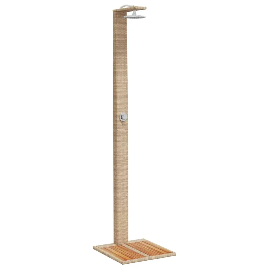 Douche d'extérieur beige 50x55x224cm résine tressée bois acacia - 2
