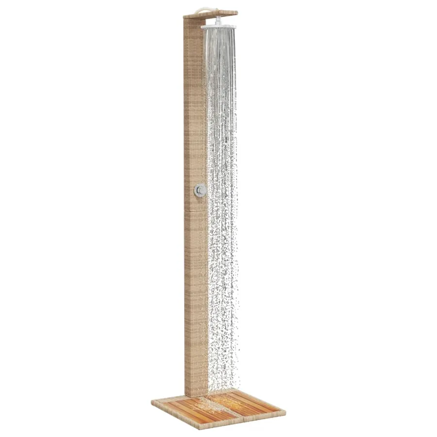 Douche d'extérieur beige 50x55x224cm résine tressée bois acacia - 4