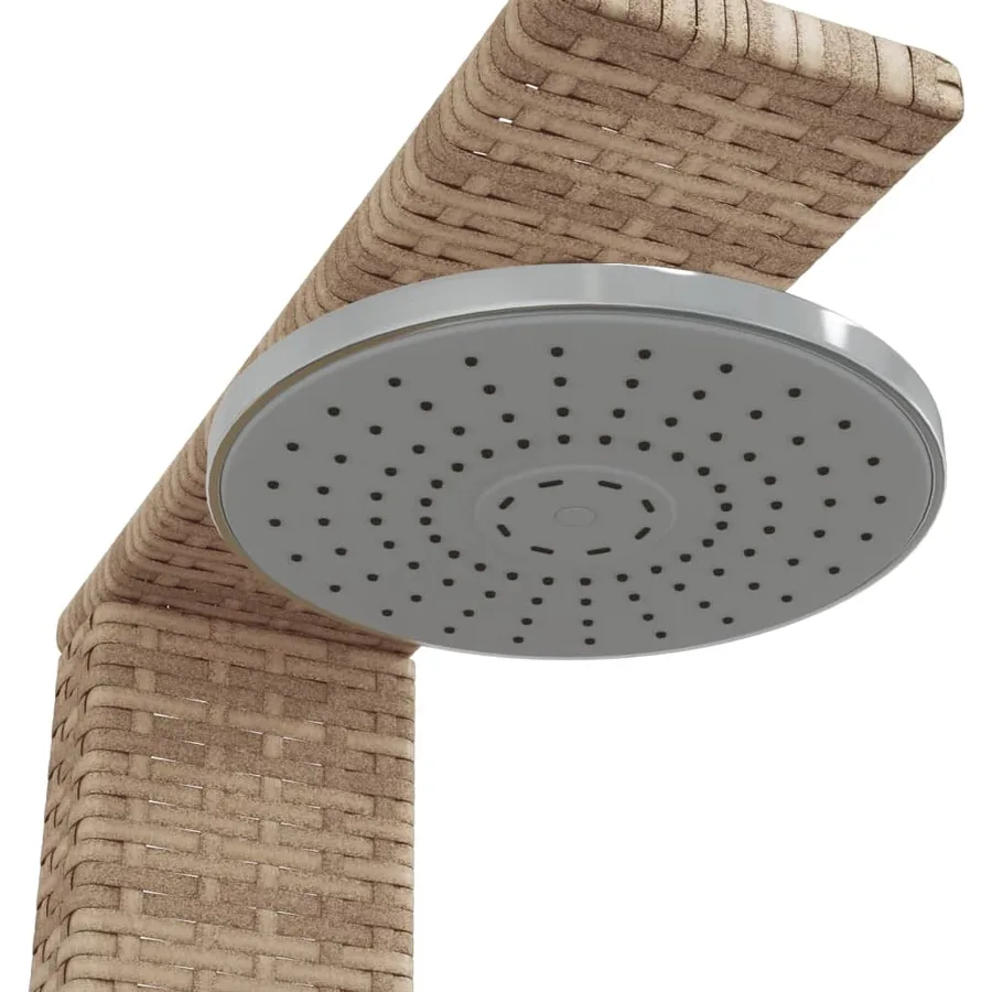 Douche d'extérieur beige 50x55x224cm résine tressée bois acacia - 9