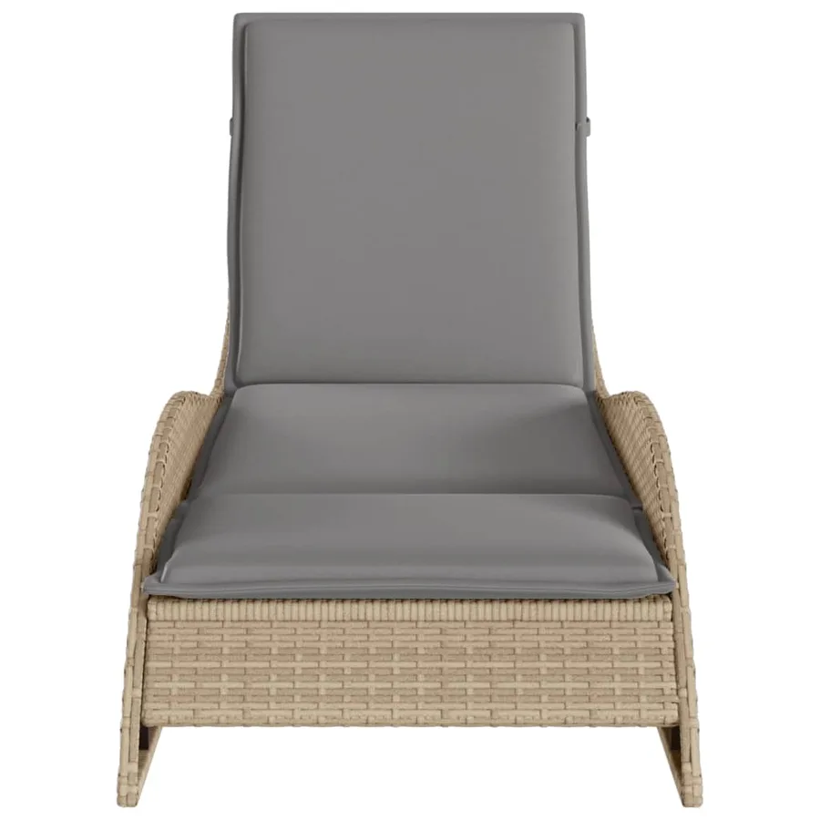Chaise longue avec coussin beige 60x205x73 cm résine tressée - 4