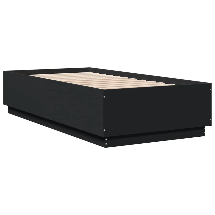 Cadre de lit avec LED sans matelas noir 75x190 cm - 3