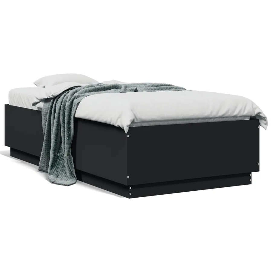 Cadre de lit avec LED sans matelas noir 75x190 cm - 5