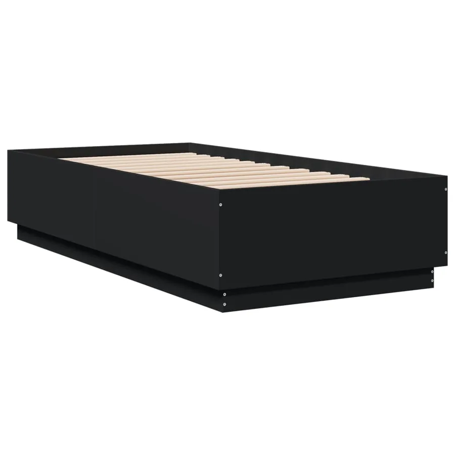 Cadre de lit avec LED sans matelas noir 75x190 cm - 8