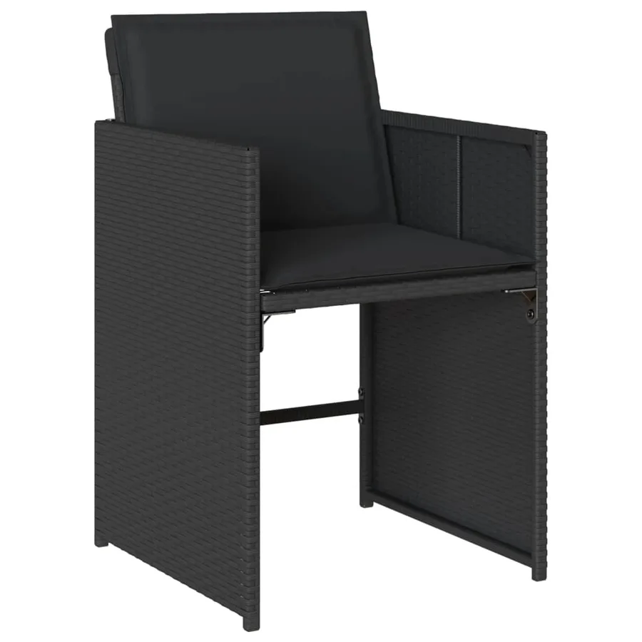 Chaises de jardin lot de 4 avec coussins noir résine tressée - 4