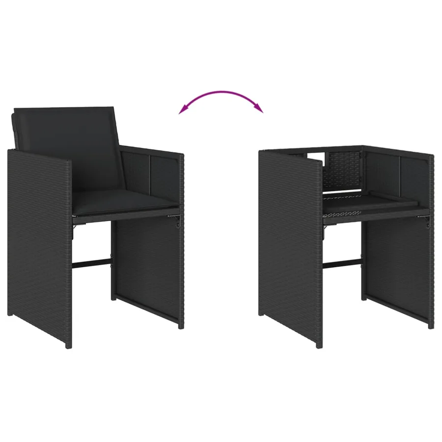 Chaises de jardin lot de 4 avec coussins noir résine tressée - 8