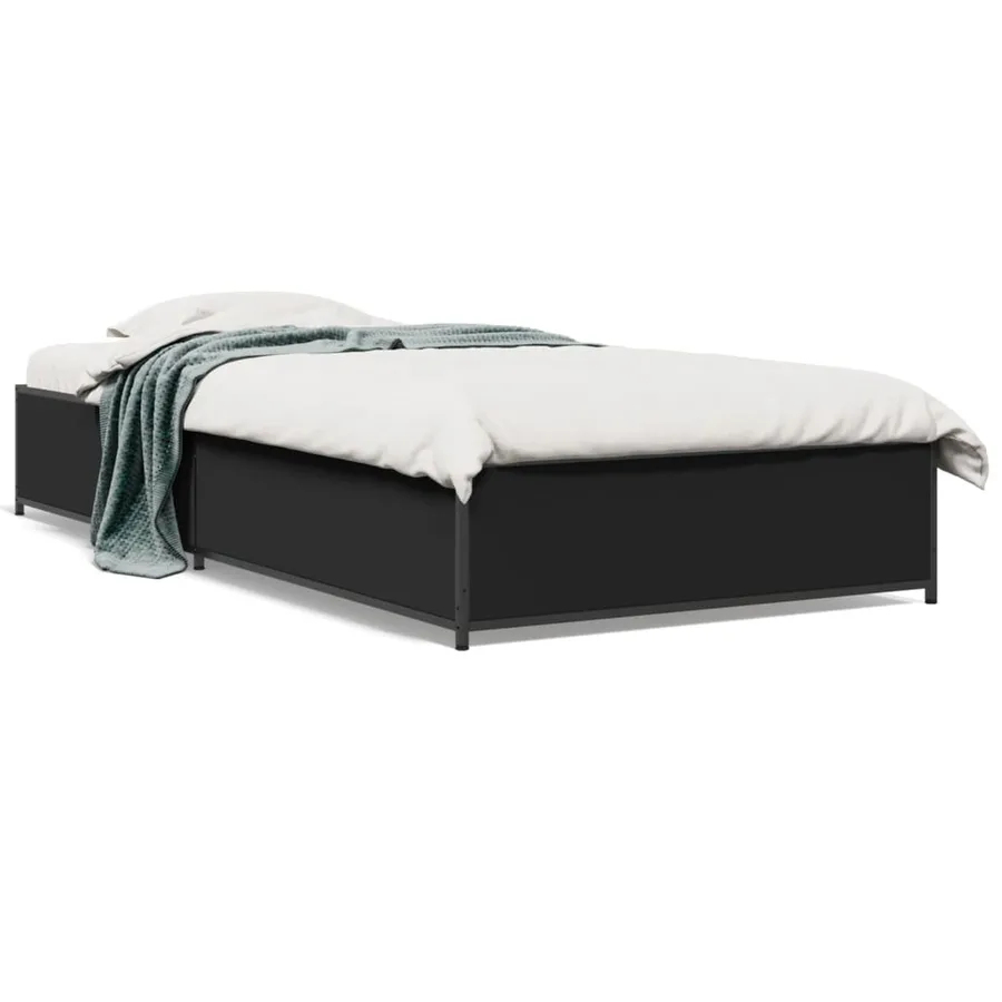 Cadre de lit sans matelas noir 100x200 cm - 2