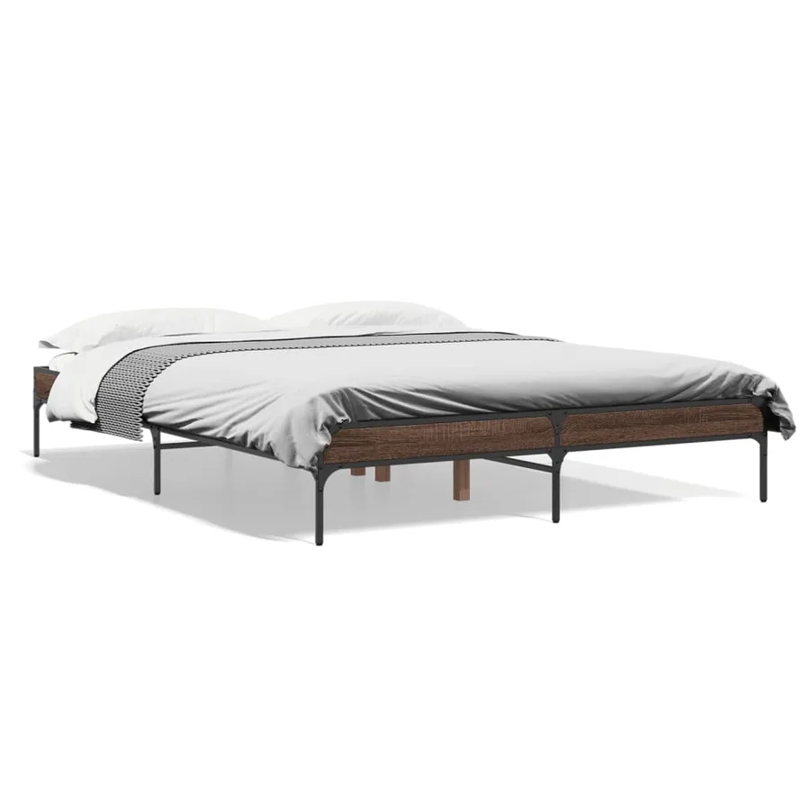 Cadre de lit sans matelas chêne marron 150x200 cm - 2