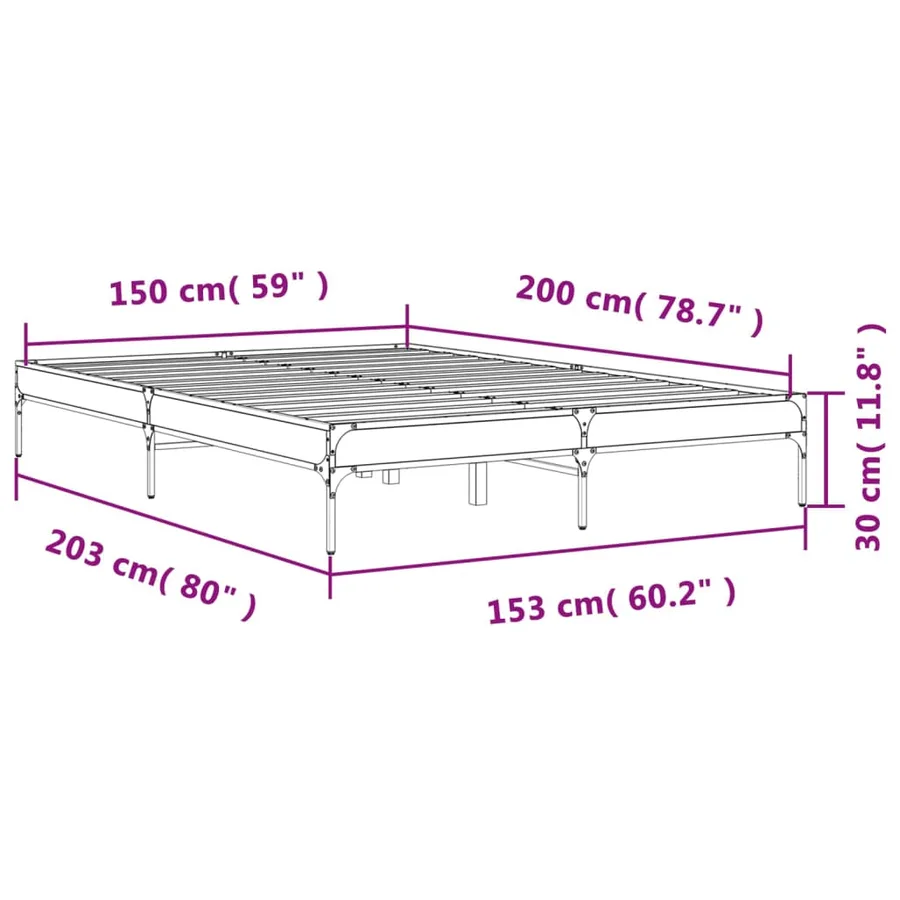 Cadre de lit sans matelas chêne marron 150x200 cm - 9