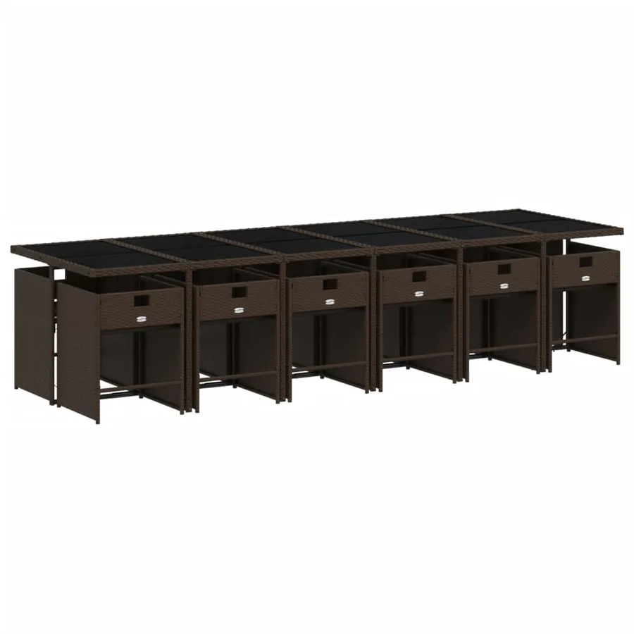 Ensemble à manger de jardin avec coussins 13 pcs marron rotin - 3