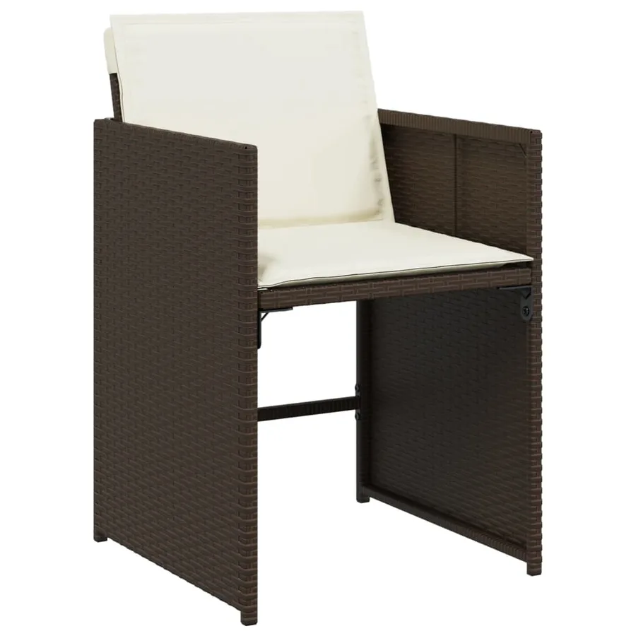 Ensemble à manger de jardin 5 pcs et coussins marron poly rotin - 5