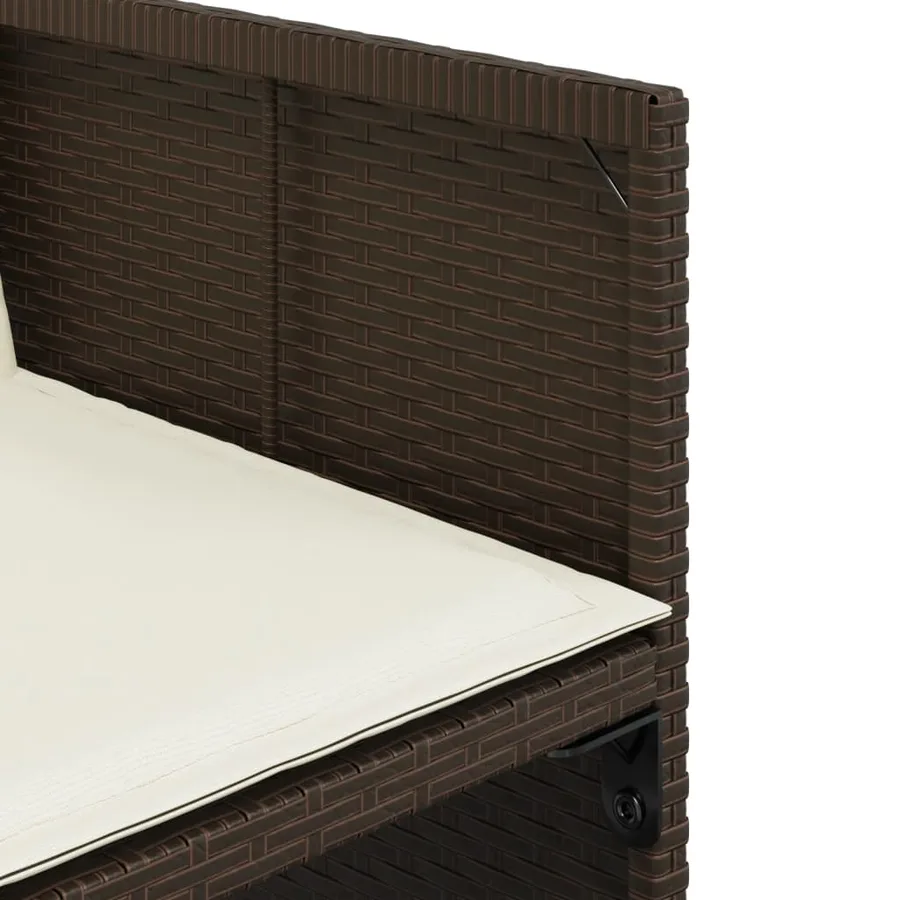 Ensemble à manger de jardin 5 pcs et coussins marron poly rotin - 8
