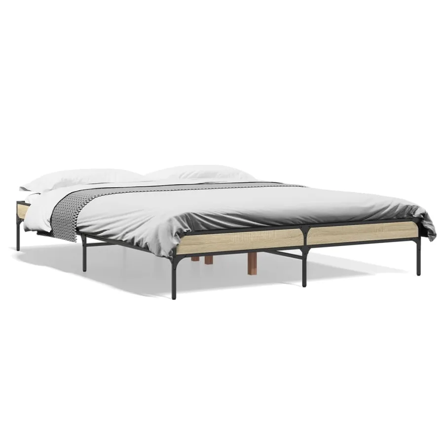 Cadre de lit sans matelas chêne sonoma 140x200 cm - 2