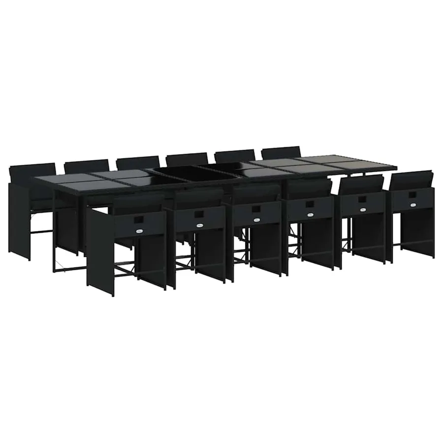 Ensemble à manger de jardin 13 pcs coussins noir résine tressée - 2