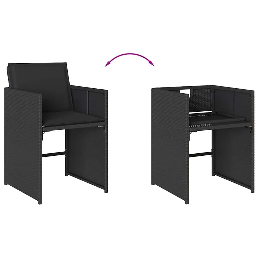 Ensemble à manger de jardin 9pcs coussins noir résine tressée - 7