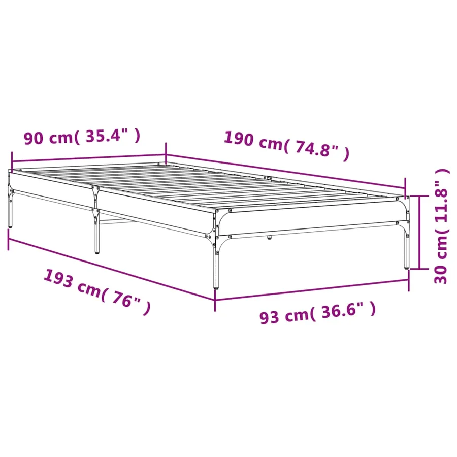 Cadre de lit sans matelas chêne marron 90x190 cm - 9