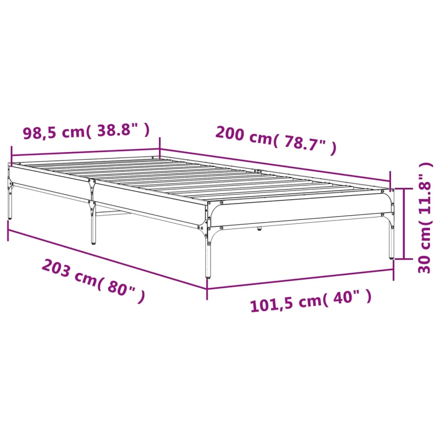 Cadre de lit sans matelas sonoma gris 100x200 cm - 9