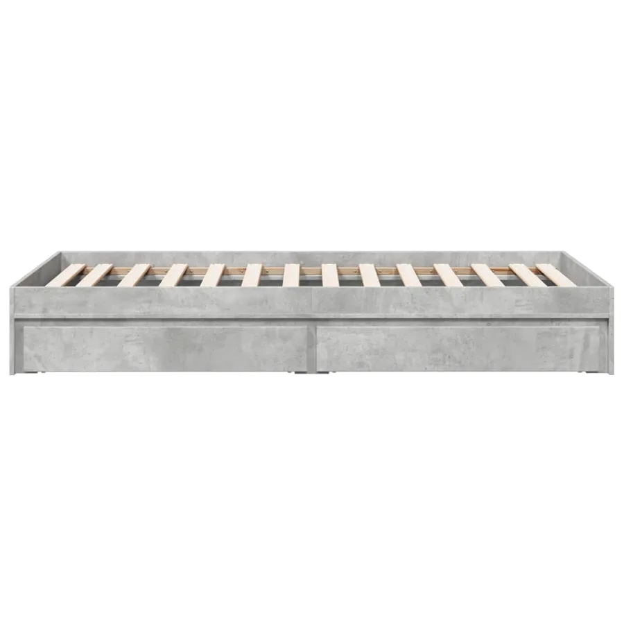 Cadre de lit avec tiroirs sans matelas gris béton 75x190 cm - 5