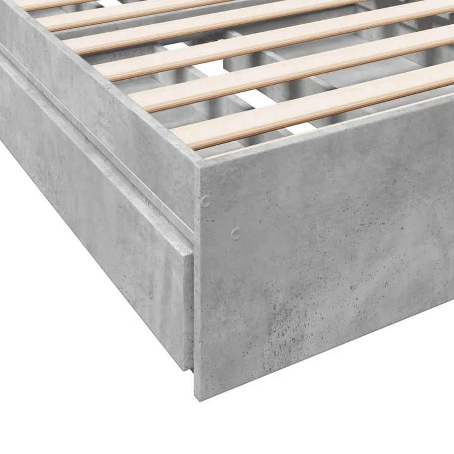 Cadre de lit avec tiroirs sans matelas gris béton 75x190 cm - 8