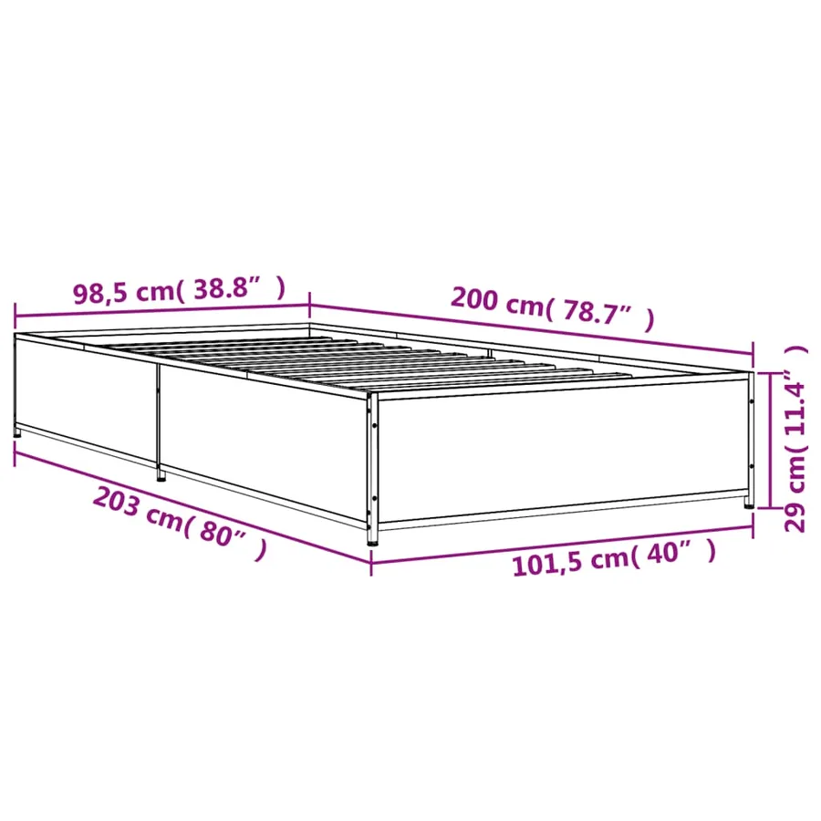 Cadre de lit sans matelas chêne marron 100x200 cm - 9