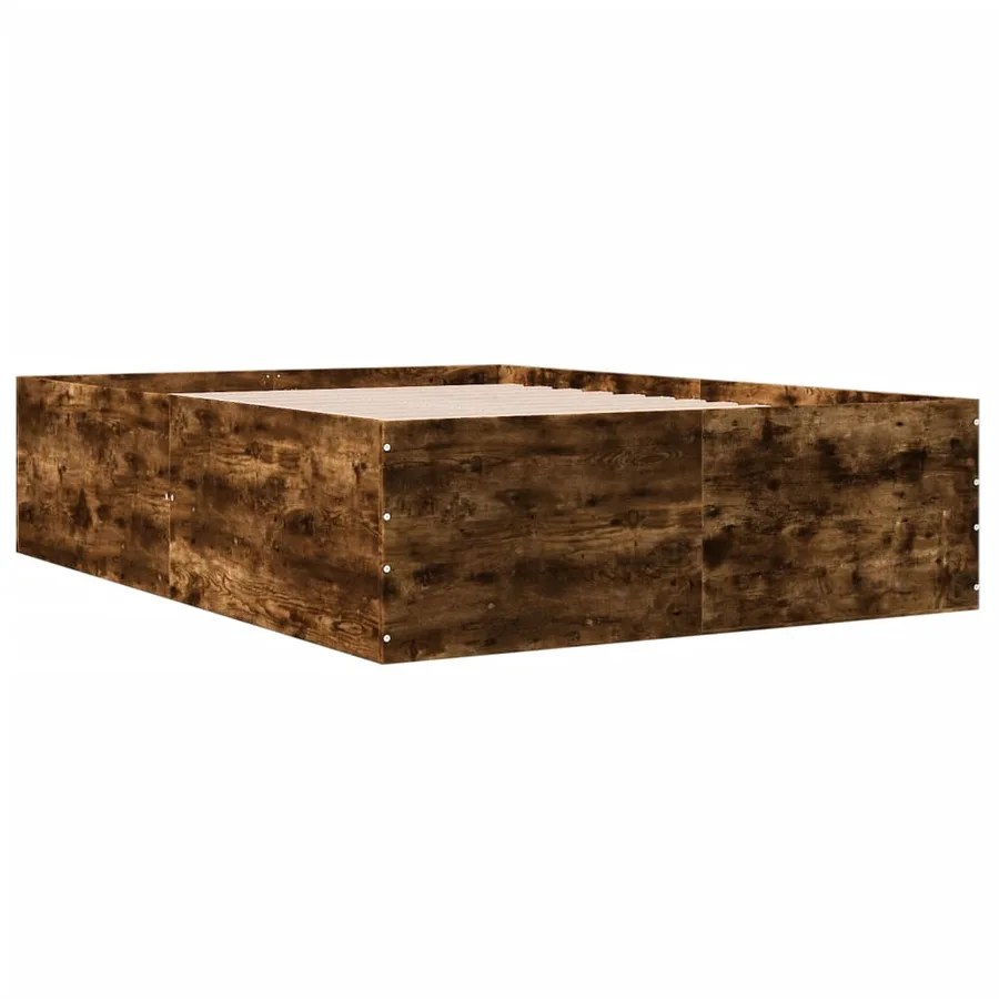 Cadre de lit sans matelas chêne fumé 135x190 cm - 3