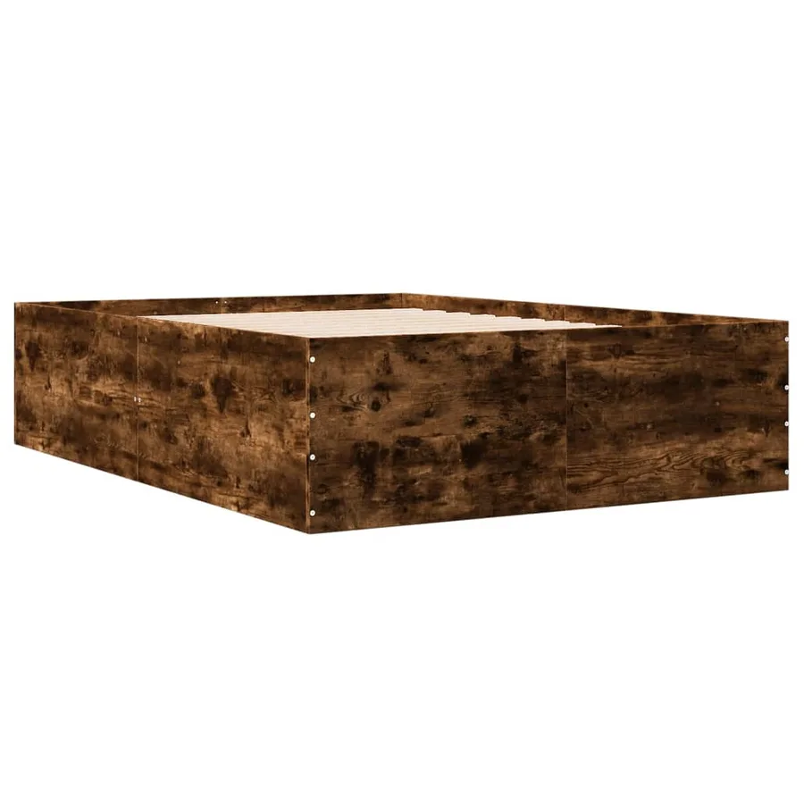 Cadre de lit sans matelas chêne fumé 135x190 cm - 6