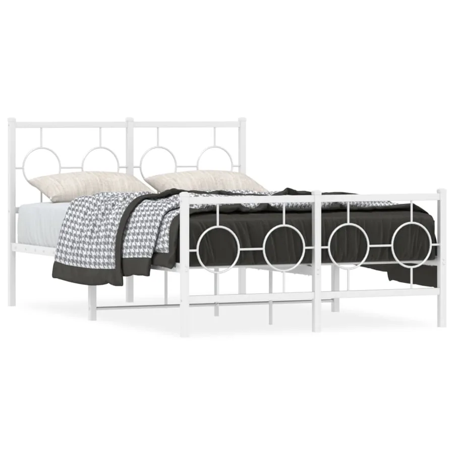 Cadre de lit métal sans matelas et pied de lit blanc 120x190 cm - 2