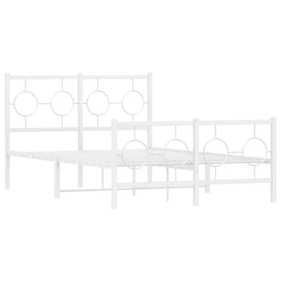 Cadre de lit métal sans matelas et pied de lit blanc 120x190 cm - 3