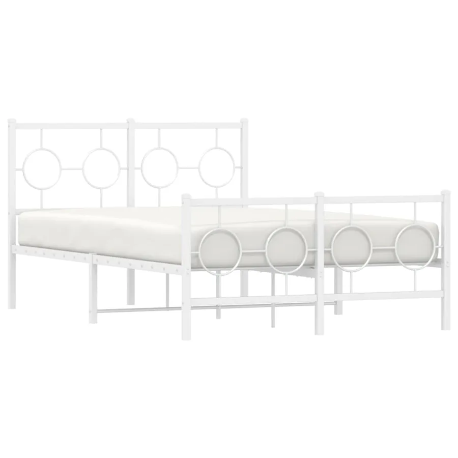 Cadre de lit métal sans matelas et pied de lit blanc 120x190 cm - 4