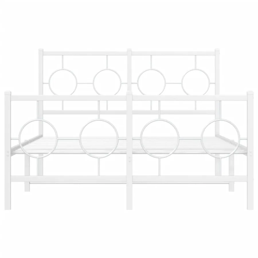 Cadre de lit métal sans matelas et pied de lit blanc 120x190 cm - 5