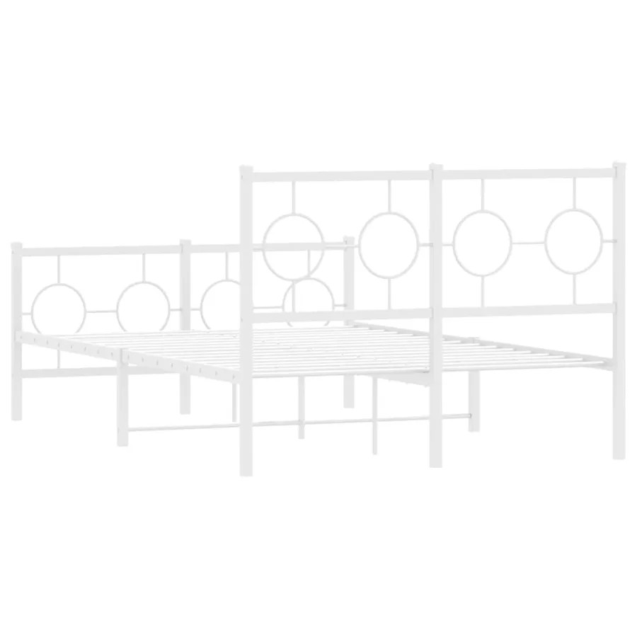 Cadre de lit métal sans matelas et pied de lit blanc 120x190 cm - 7