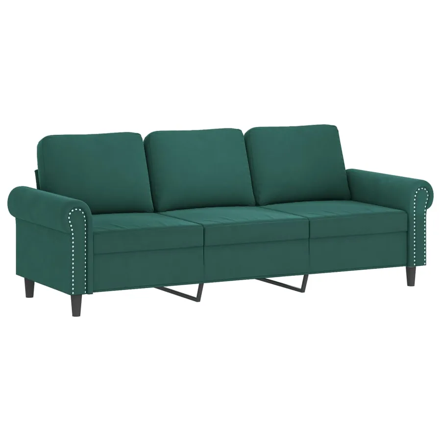 Ensemble de canapés 4 pcs avec coussins Vert foncé Velours - 5