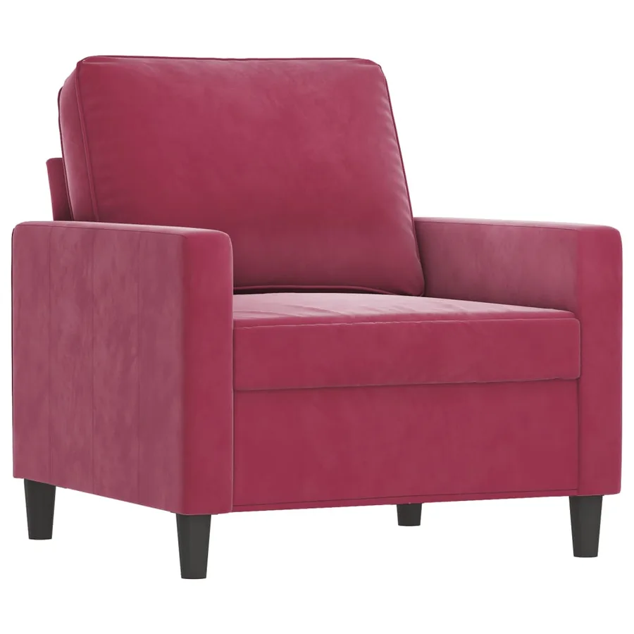 Ensemble de canapés 4 pcs rouge bordeaux velours - 3