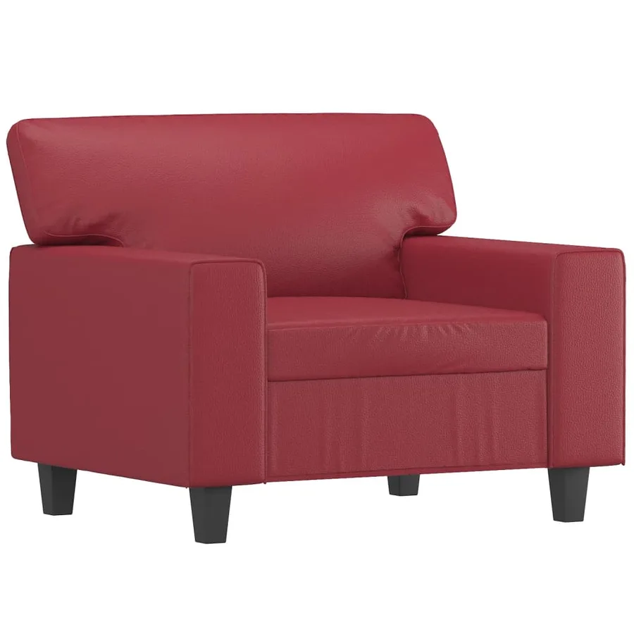 Fauteuil avec repose-pied Rouge bordeaux 60 cm Similicuir - 4