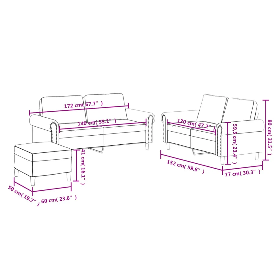 Ensemble de canapés 3 pcs avec coussins Crème Similicuir - 9