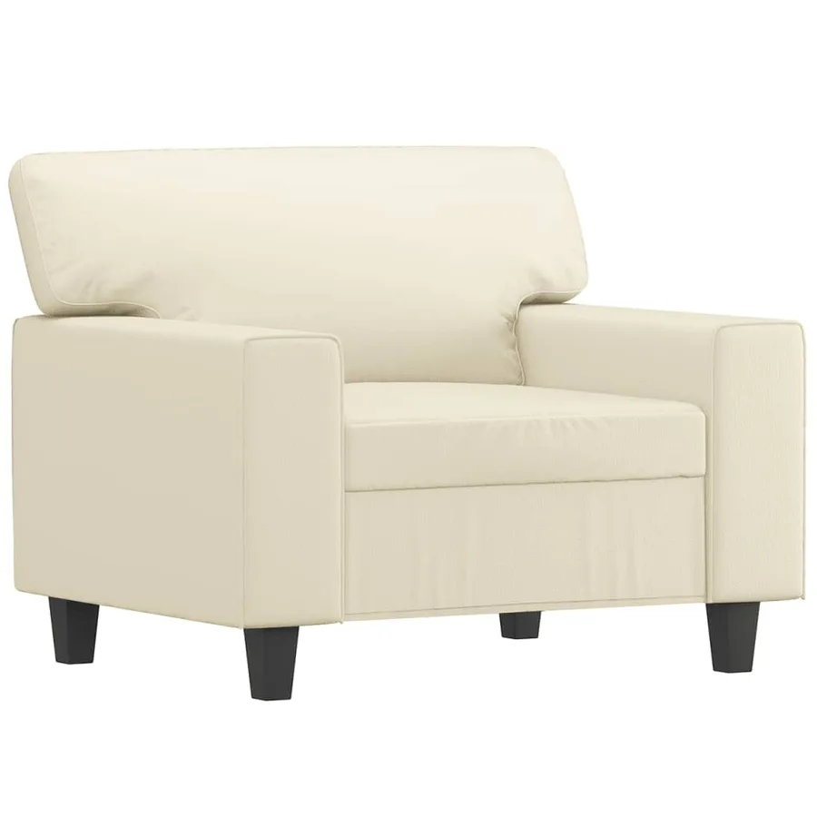 Fauteuil avec repose-pied Crème 60 cm Similicuir - 4