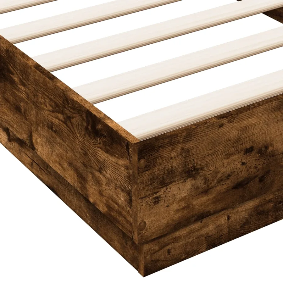 Cadre de lit sans matelas chêne fumé 100x200 cm bois ingénierie - 7