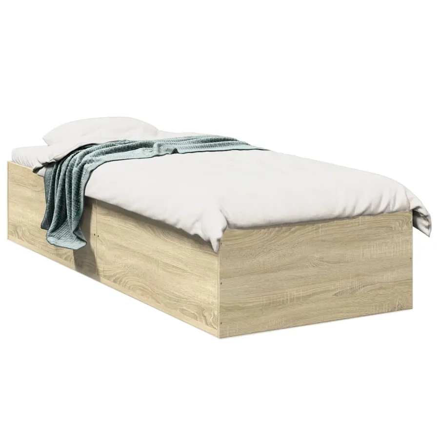 Cadre de lit sans matelas chêne sonoma 75x190 cm - 2