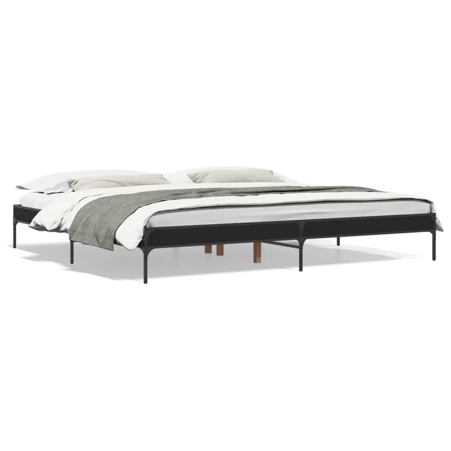 Cadre de lit sans matelas noir 200x200 cm - 2