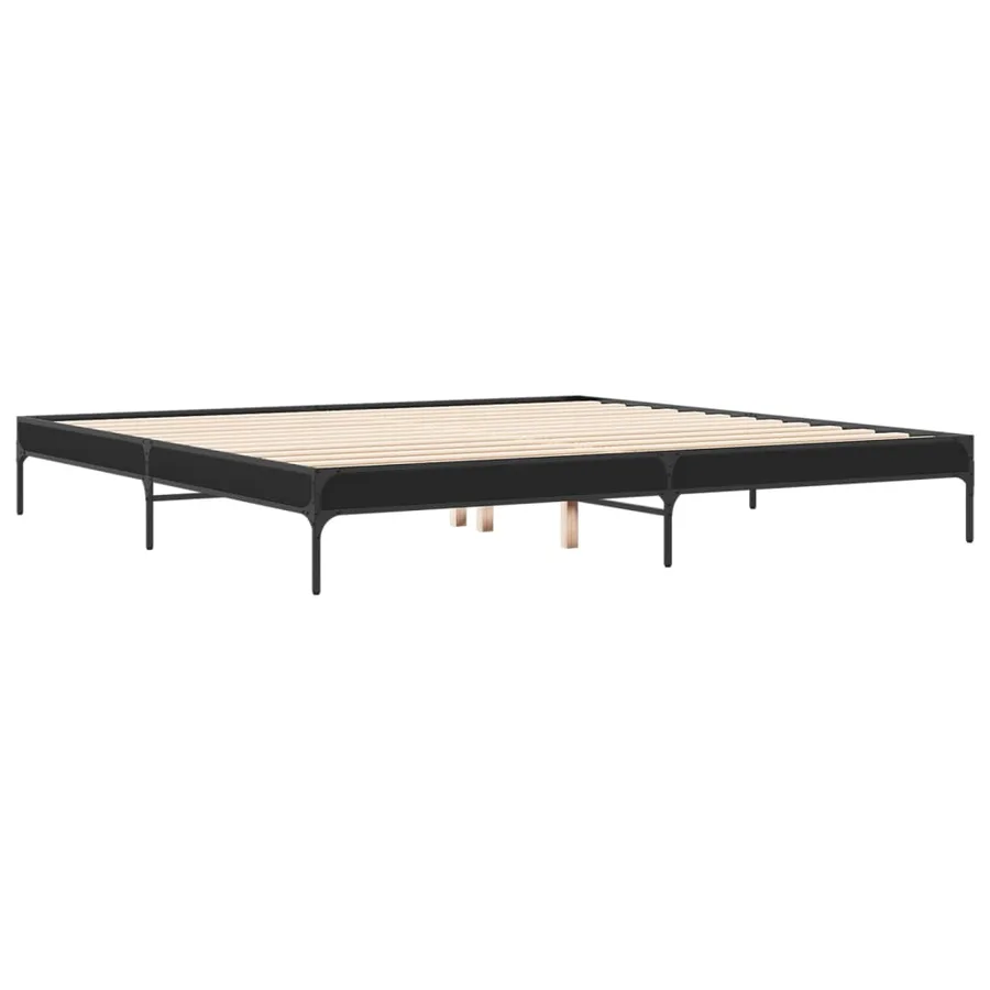 Cadre de lit sans matelas noir 200x200 cm - 3