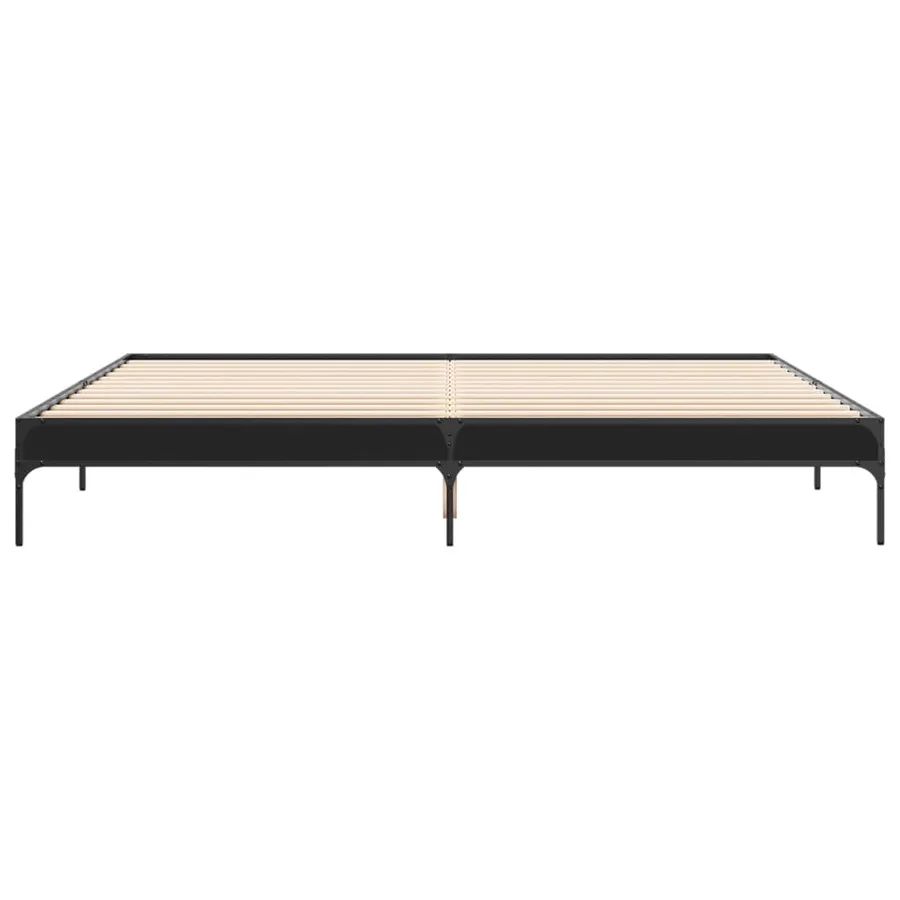 Cadre de lit sans matelas noir 200x200 cm - 4