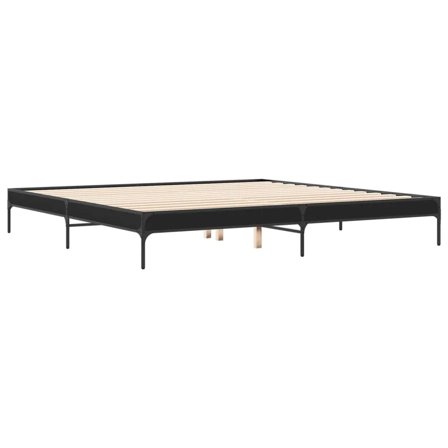 Cadre de lit sans matelas noir 200x200 cm - 6