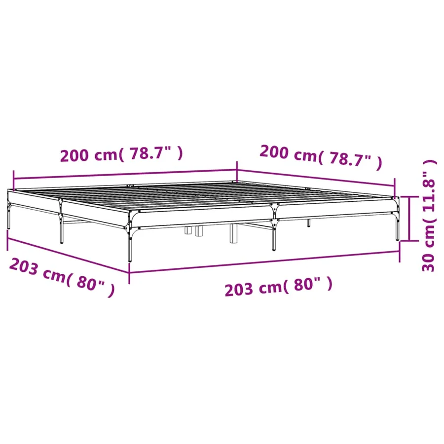 Cadre de lit sans matelas noir 200x200 cm - 9
