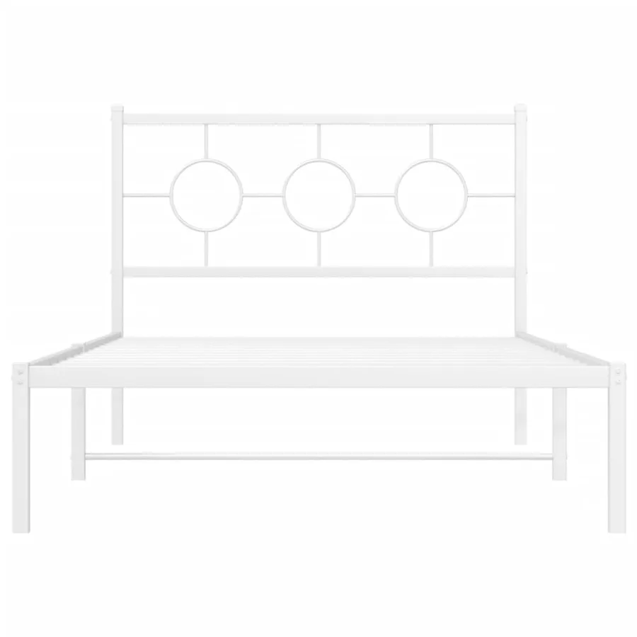 Cadre de lit métal sans matelas et tête de lit blanc 107x203 cm - 5