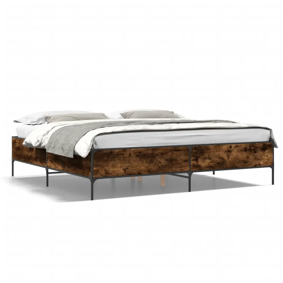 Cadre de lit sans matelas chêne fumé 200x200 cm - 2