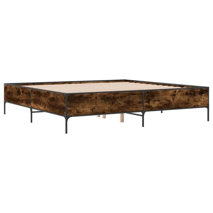 Cadre de lit sans matelas chêne fumé 200x200 cm - 3