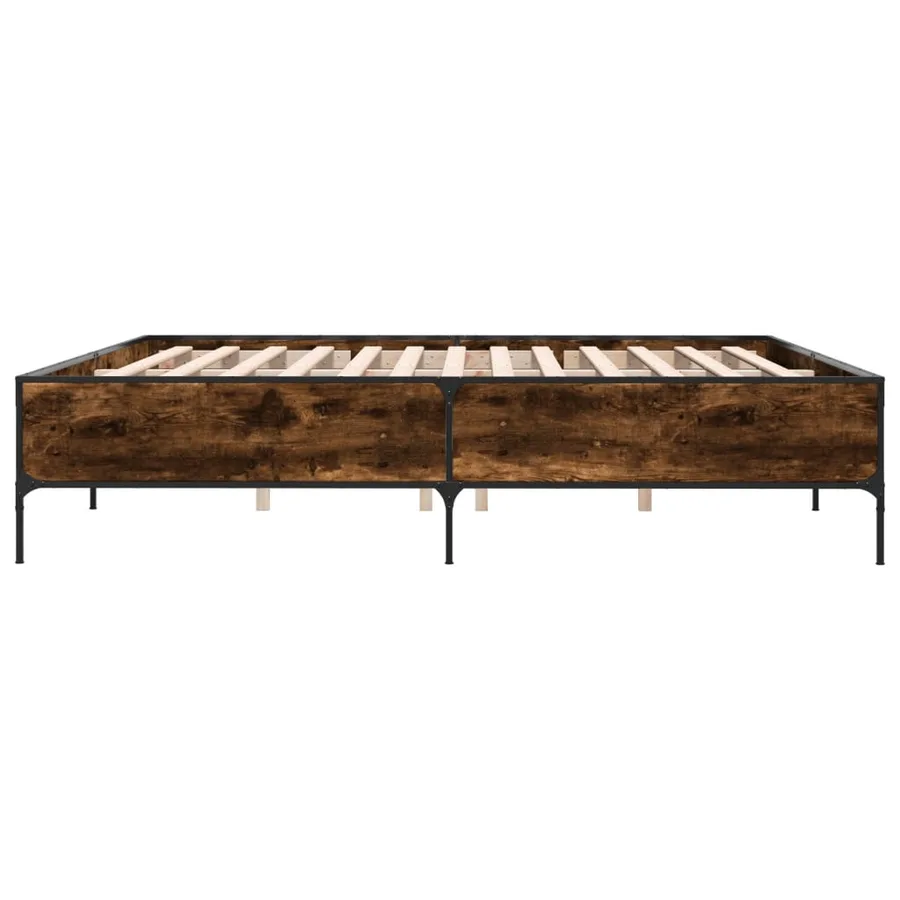 Cadre de lit sans matelas chêne fumé 200x200 cm - 5