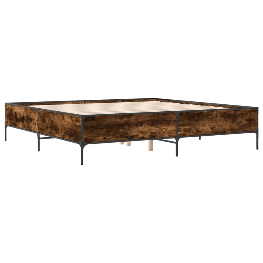 Cadre de lit sans matelas chêne fumé 200x200 cm - 6