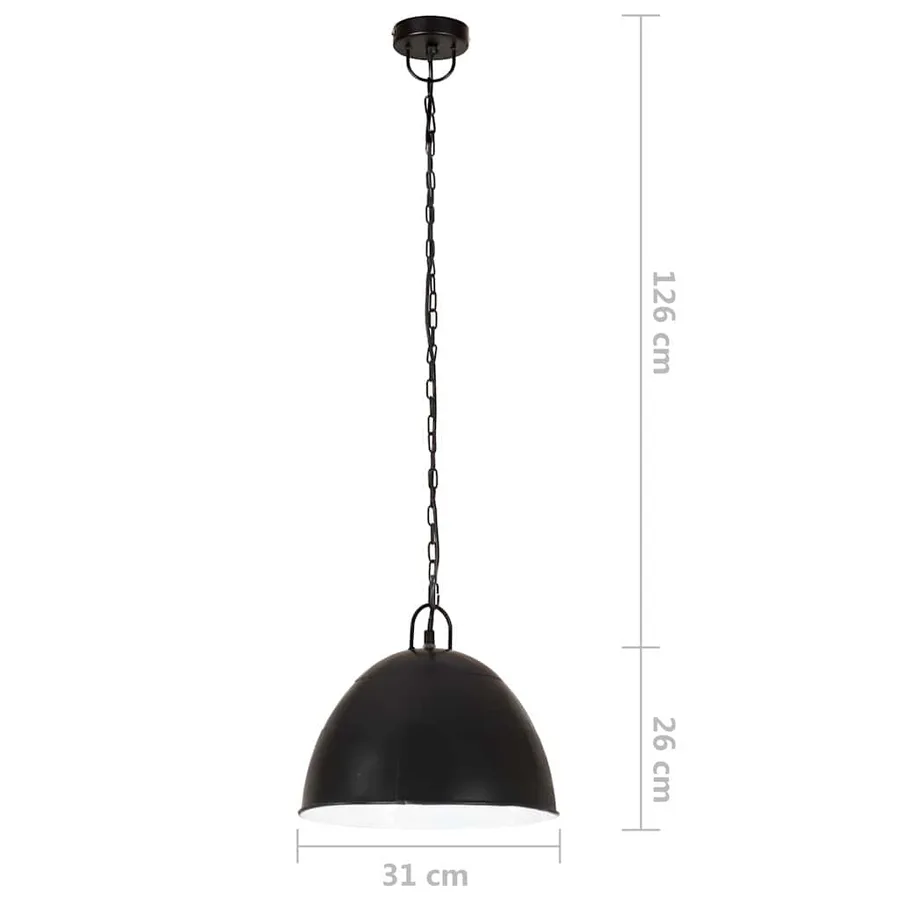 Lampe suspendue industrielle vintage 25 W Noir Rond 31 cm E27 - 8